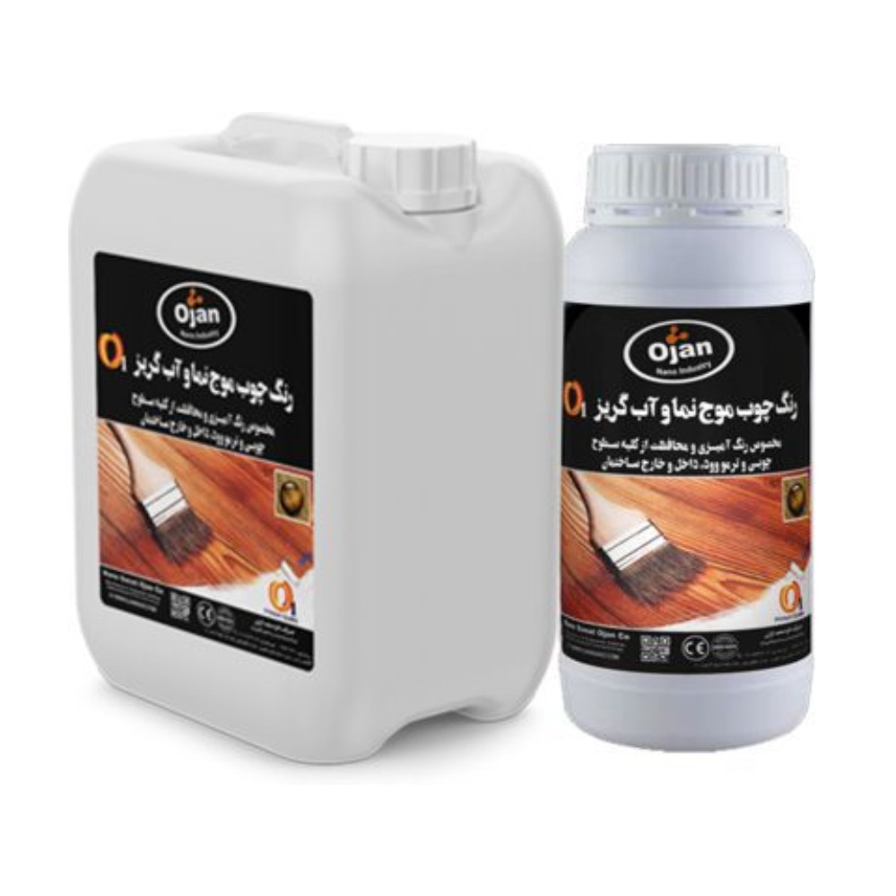 روغن چوب 5 کاره O1 پنج لیتری ( رنگ - آبگریز کننده - موج نما -جلا دهنده-ضد خش کننده ) - نانوی محافظتی از چوب و ترمووود