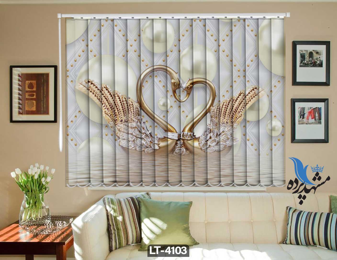 پرده لوردراپه تصویری گل LT4103