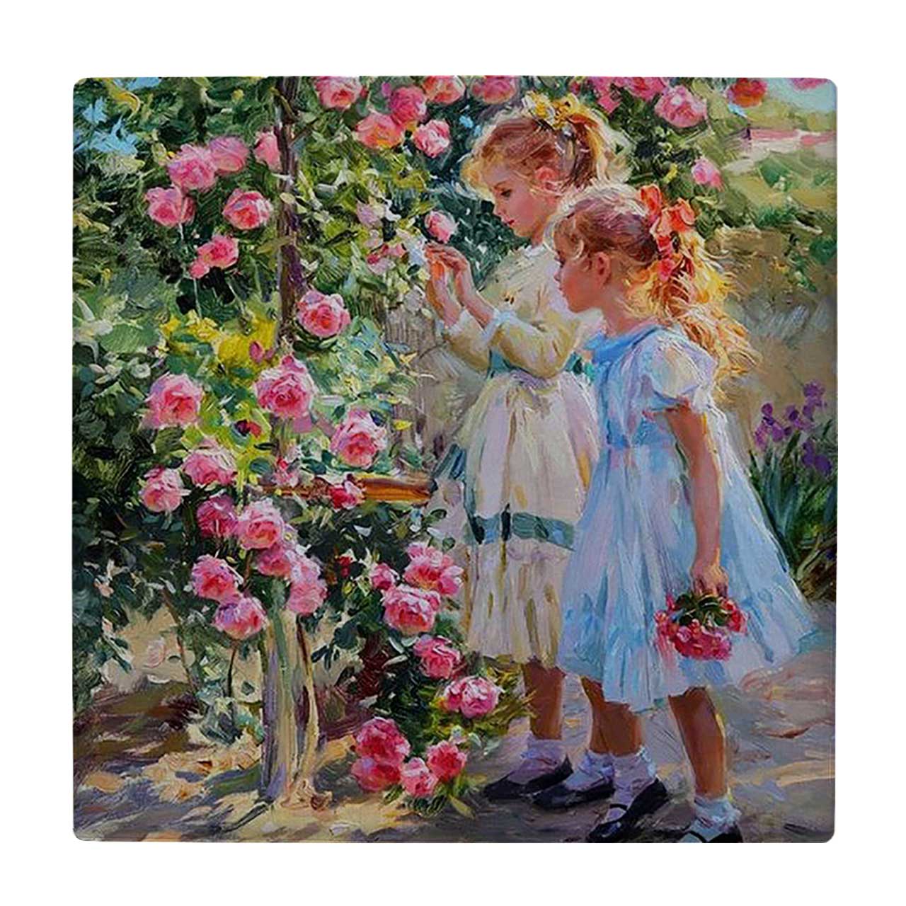 کاشی کارنیلا طرح نقاشی دختر بچه و گل ها کد wkk1750