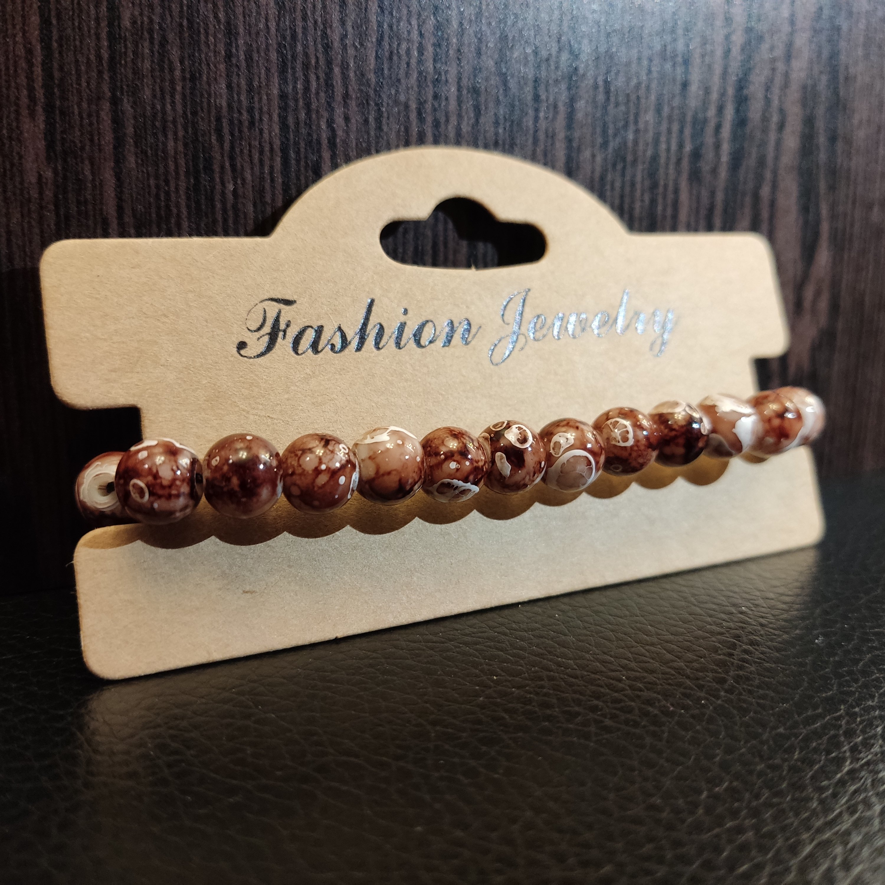 دستبند سنگ بندی قهوه ای