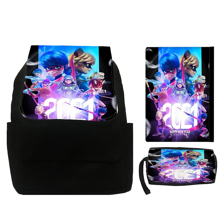 کوله پشتی طرح دختر کفشدوزکی SK5 همراه کلاسور و جامدادی