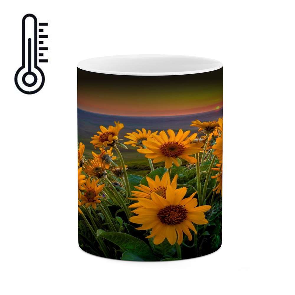 ماگ حرارتی کاکتی طرح گل آفتابگردان مدل mgh16098