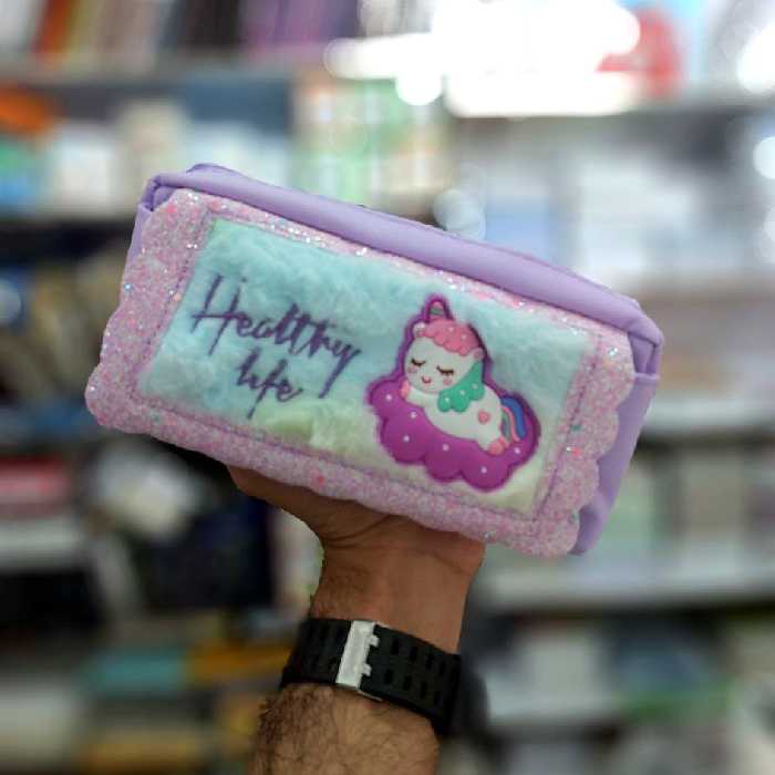 جامدادی دو زیپ پولیشی و پولکی طرح یونیکورن