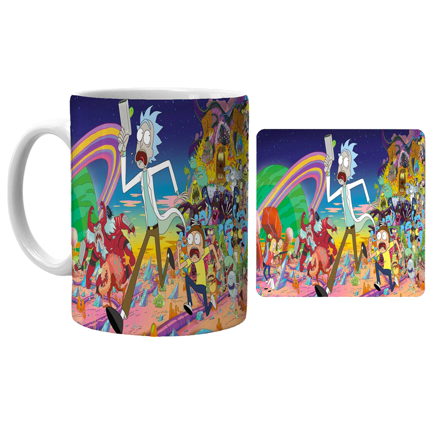 ماگ مدل ریک اند مورتی کد xm3 به همراه زیرلیوانی