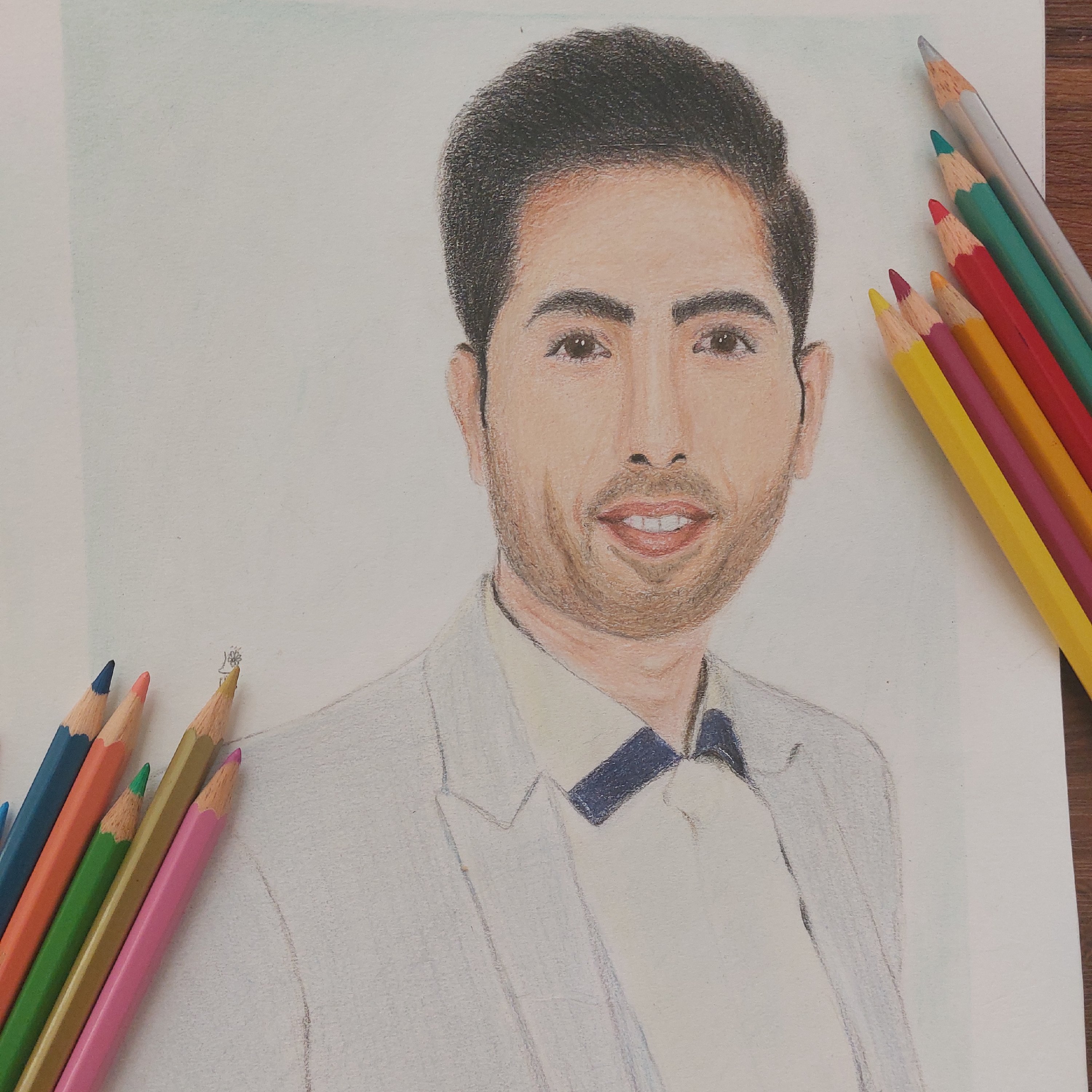 نقاشی چهره مدادرنگی سایز آ4