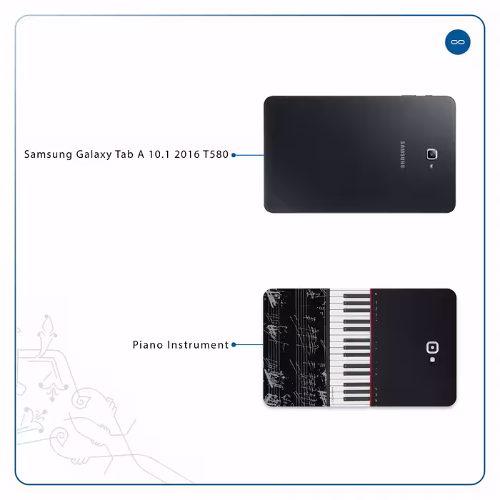 برچسب پوششی ماهوت مدل Piano-Instrument مناسب برای تبلت سامسونگ Galaxy Tab A 10.1 2016 T580