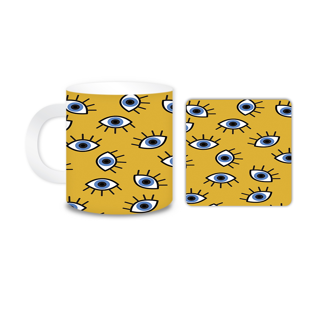 ماگ مدل چشم کد 555 به همراه زیر لیوانی