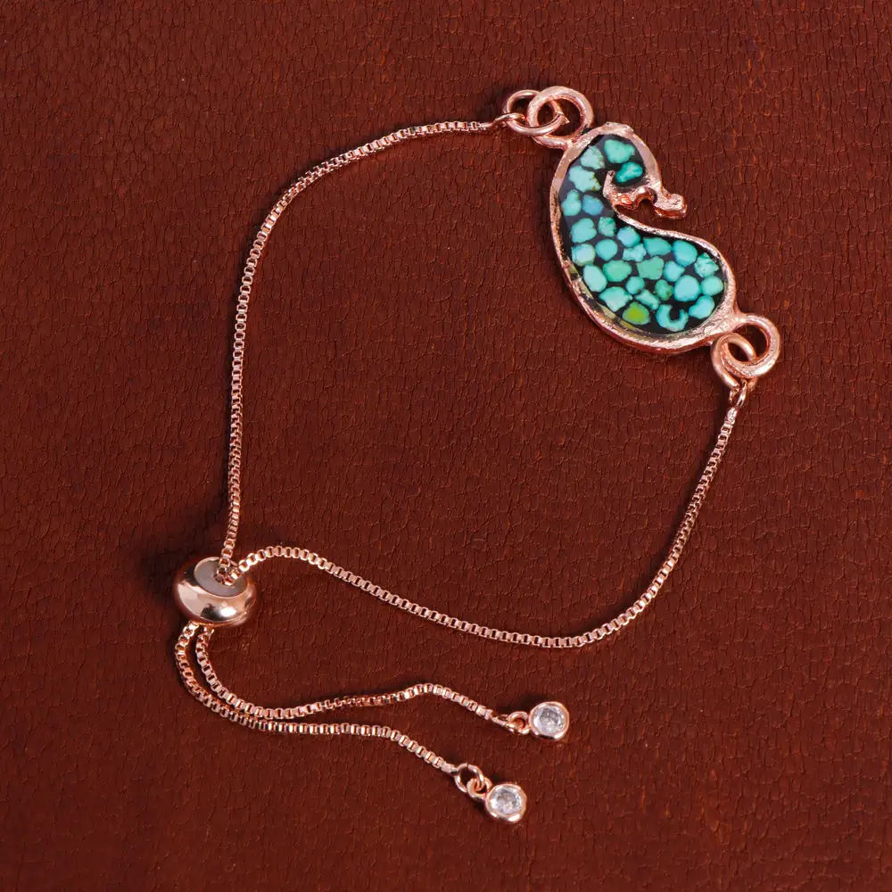 دستبند مسی فیروزه کوب کد 16879 - جواهری مشاهیر