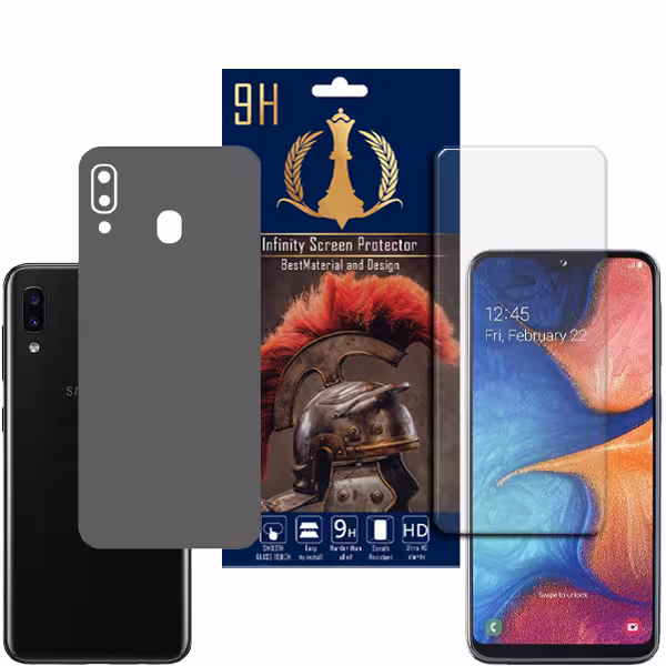 برچسب پوششی اینفینیتی مدل PRO MAX مناسب برای گوشی موبایل سامسونگ Galaxy A20 به همراه محافظ صفحه نمایش