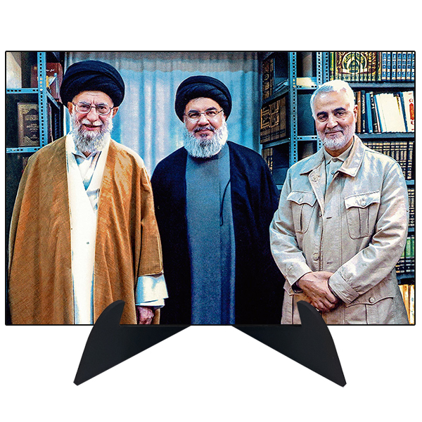 تابلو شاسی رومیزی طرح قاسم سلیمانی،آیت الله خامنه ای و حسن نصر الله مدل AG-68