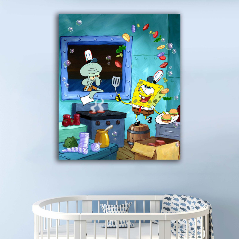 تابلو شاسی کودک آتریسا مدل باب اسفنجی | دنیای قاب