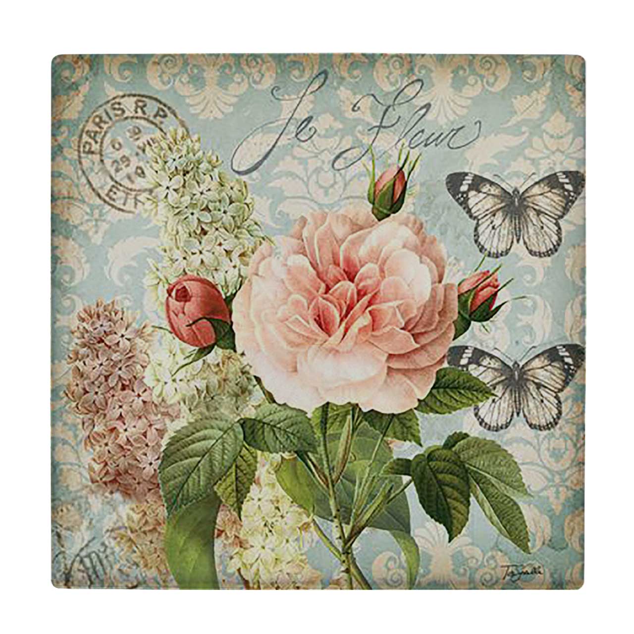  زیر لیوانی  طرح نقاشی گل و پرانه ها کد    6167382_5490