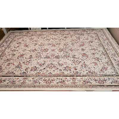 فرش ماشینی زمرد مشهد طرح افشان زمینه کرم