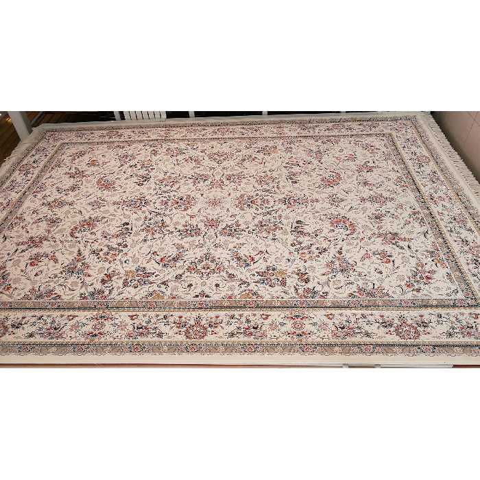 فرش ماشینی زمرد مشهد طرح افشان زمینه کرم