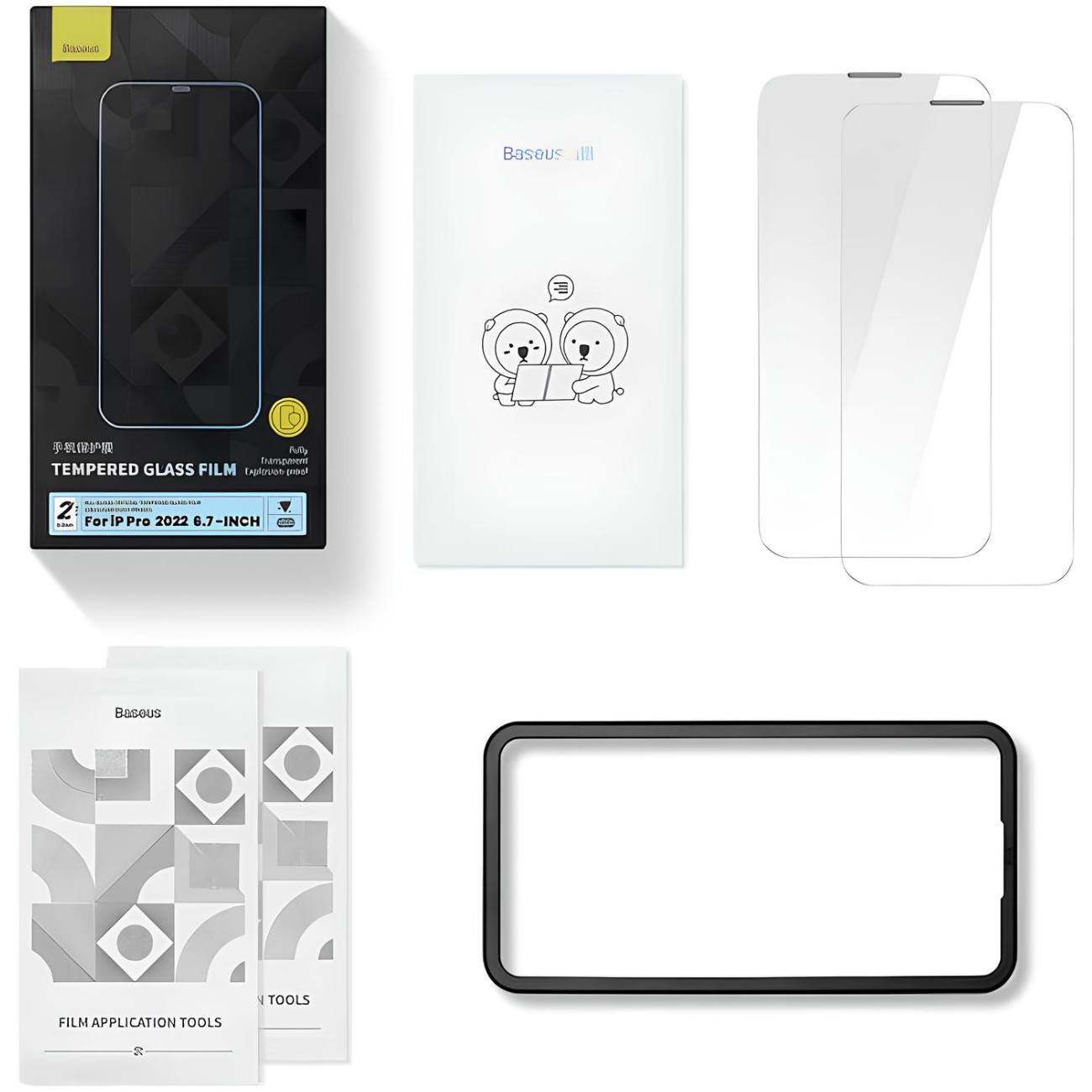 گلس تمام صفحه آیفون 14 پرو بیسوس (پک دو عددی ) SGBL190102