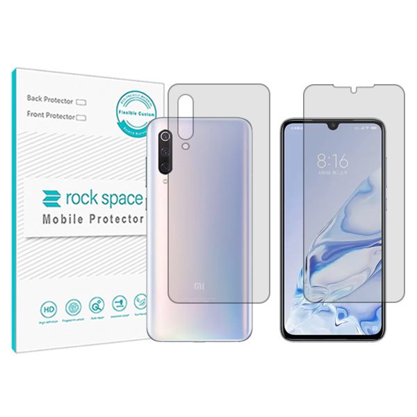 گلس محافظ صفحه نمایش و پشت گوشی شیائومی Mi 9 Pro 5G مدل نانو هیدروژل شفاف برند راک اسپیس کد SS