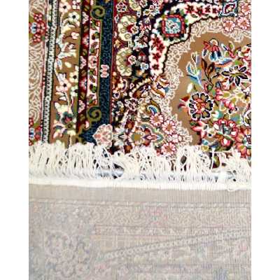 فرش ماشینی زمرد مشهد کد 18116 زمینه گردوئی