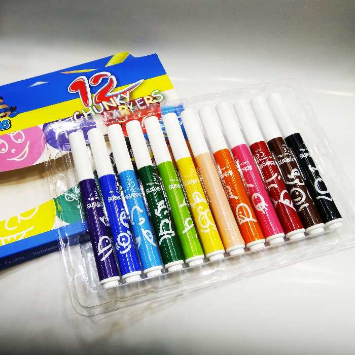 ماژیک رنگ آمیزی 12 رنگ اسکول فنس مدل CHUNKY JAMBO کد J12