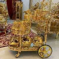 میز بار پذیرایی اماراتی آبکاری طلا طرح تاج کیفیت عالی 