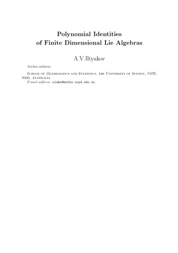خرید و دانلود نسخه کامل کتاب Polynomial identities of finite dimensional Lie algebras