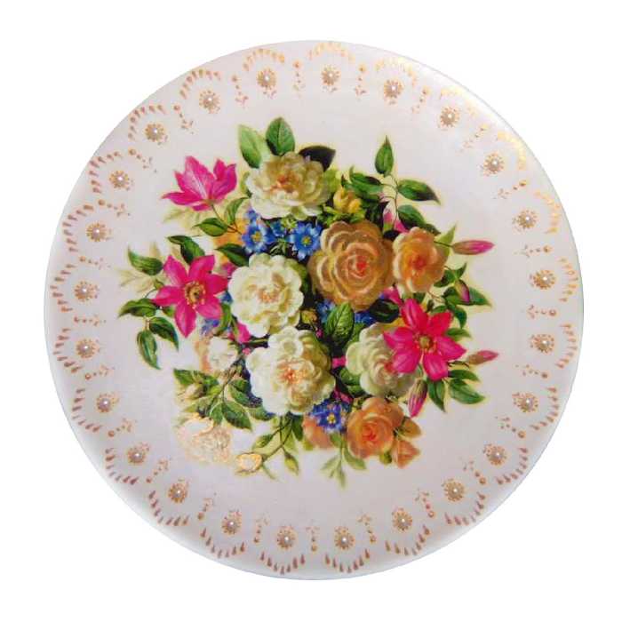 بشقاب دیوارکوب سفالی طرح بوته گل کد BNH01