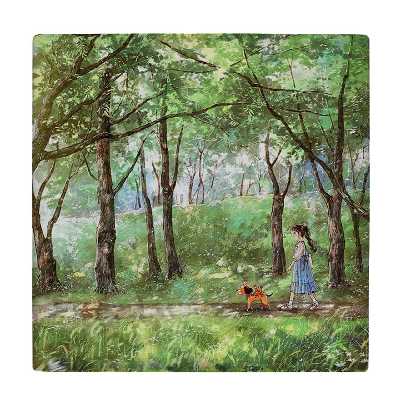 کاشی کارنیلا مدل دختر و سگ فانتزی در جنگل کد wkk5035