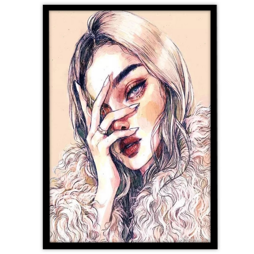 تابلو بکلیت طرح نقاشی فانتزی چهره دخترانه مدل B-15388