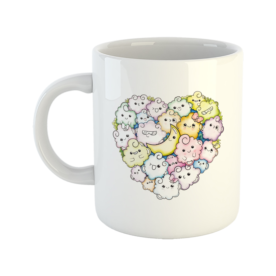 ماگ طرح ماه و ابر قلبی