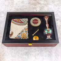 پک هدیه زعفران 2 (زعفران قائنات،گلدان مس و پرداز،هاون،رومیزی قلمکار)