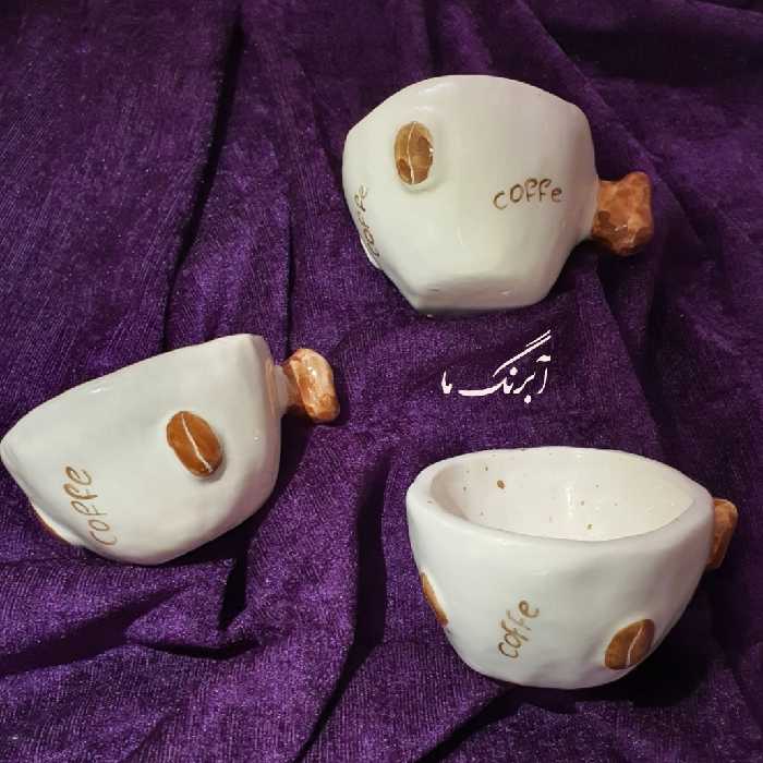 فنجون قهوه خوری دستساز سرامیکی آبرنگ ما
