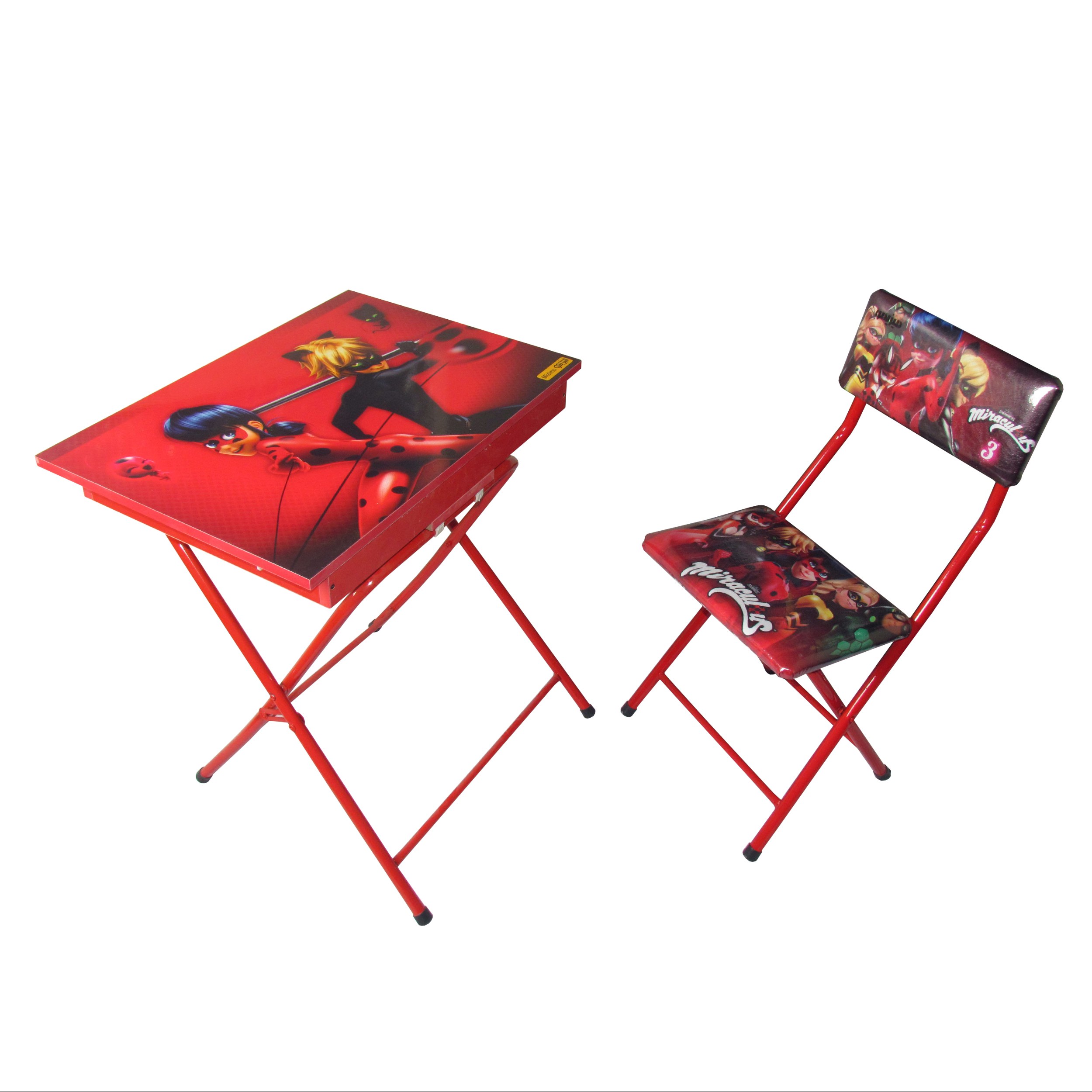 میز تحریر باکسدار با صندلی میزیمو طرح پسر گربه ای (مدل پایه رنگی)کد  51.1