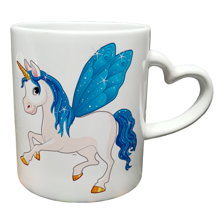 ماگ مدل دسته قلبی طرح یونیکورن کد 62