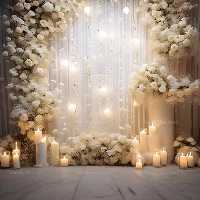 بک دراپ عکاسی شمع و گل سفید | گرافیک با طعم تربچه