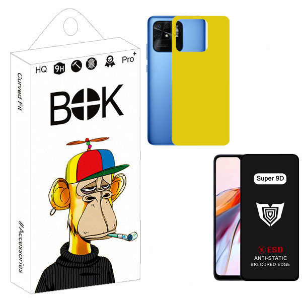 محافظ صفحه نمایش بوک مدل Super 9D Touch مناسب برای گوشی موبایل شیائومی Redmi 10c به همراه محافظ پشت گوشی | کالا برتری