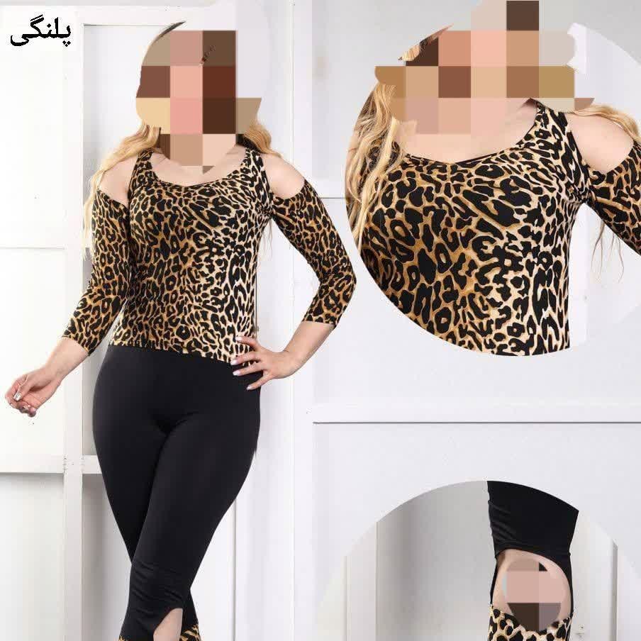 ست بلوز شلوارک پلنگی و طلایی زنانه ارسال رایگان جنس لطیف