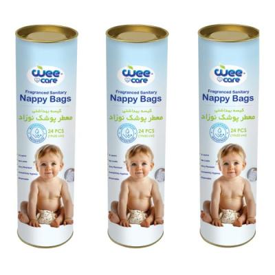 کیسه بهداشتی پوشک وی کر مدل Nappy Bags قوطی 3 بسته 24 عددی