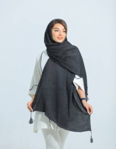 شال نخی مشکی رنگ