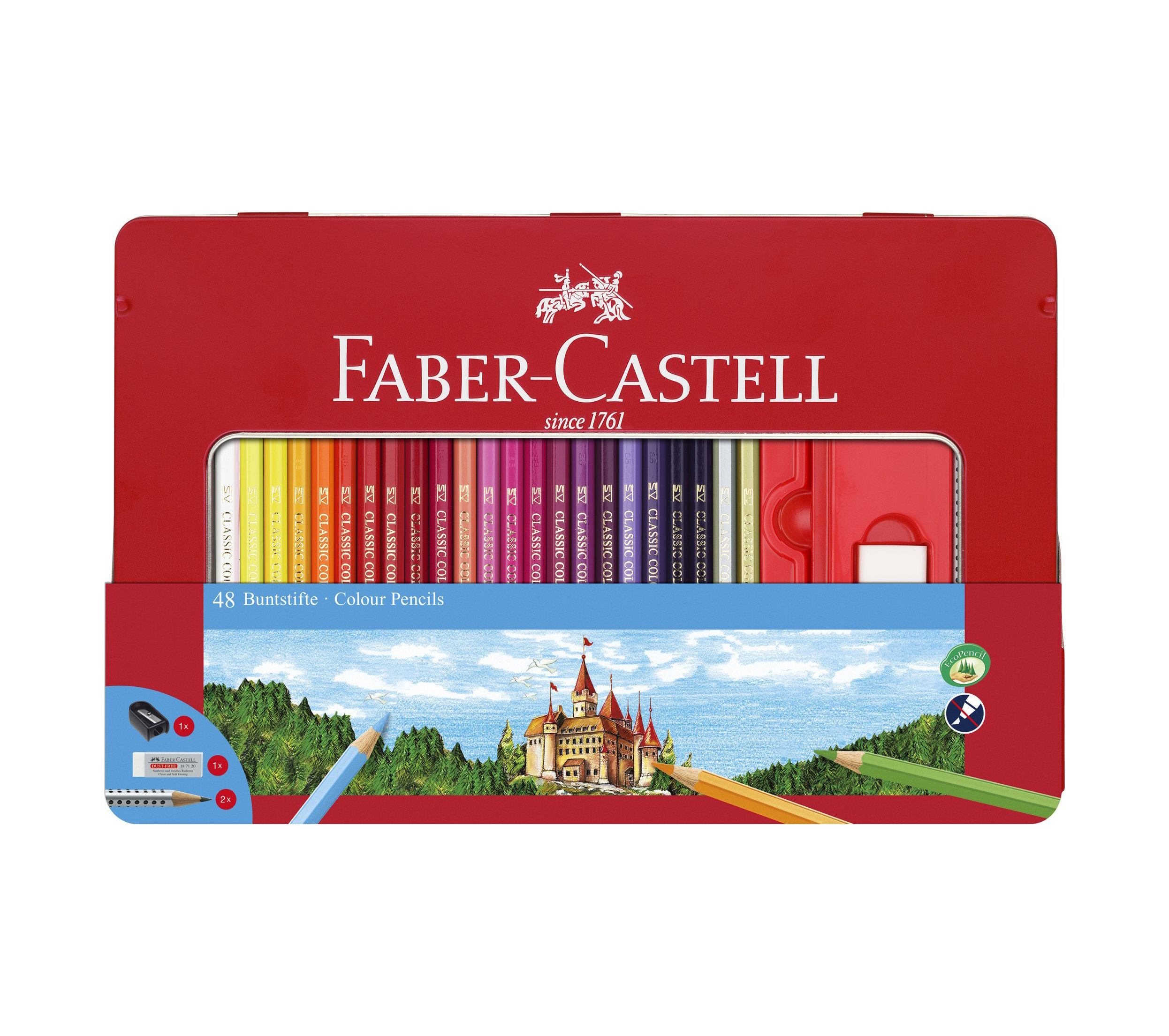 مداد رنگی 48 رنگ جعبه فلزی فابر کاستل
