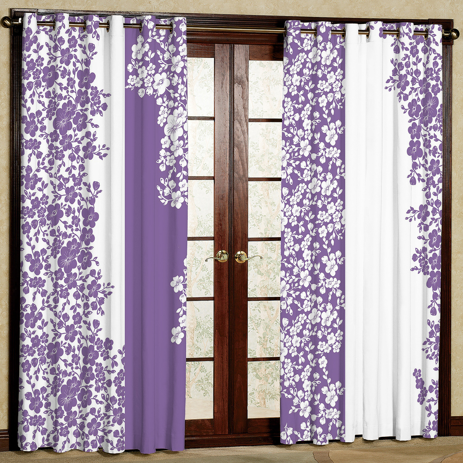 پرده مدل گل دار هازان پانچی کد 1196 سایز 140x200 سانتی متر