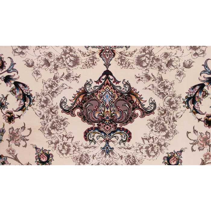 فرش ماشینی زمرد مشهد مدل CRM001 زمینه کرم