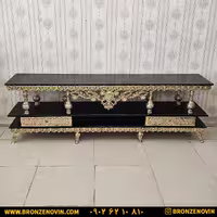 میز تلویزیون برنز طول 2 متر مدل گل رز برجسته سنگین کد 9020