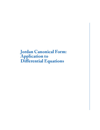 خرید و دانلود نسخه کامل کتاب Jordan canonical form: Application to differential equations