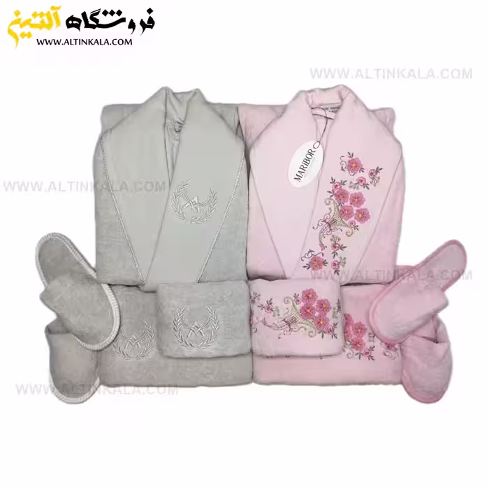سرویس حوله عروس و داماد 10تکه گلدوزی سه بعدی برند MARIBOR