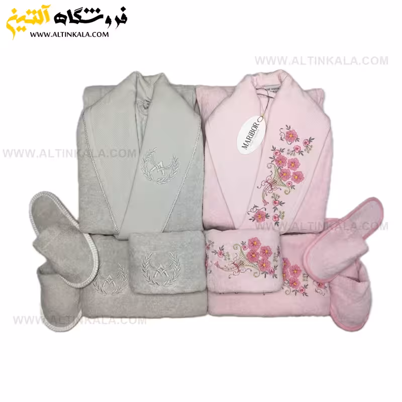 سرویس حوله عروس و داماد 10تکه گلدوزی سه بعدی برند MARIBOR