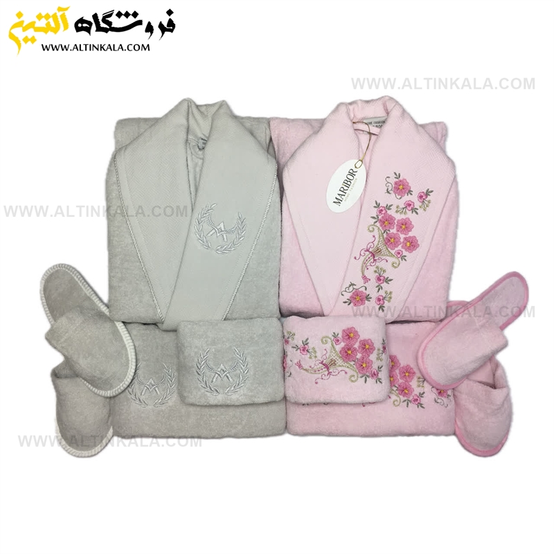 سرویس حوله عروس و داماد 10تکه گلدوزی سه بعدی برند MARIBOR