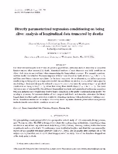 خرید و دانلود نسخه کامل کتاب Directly parameterized regression conditioning on being alive: analysis of longitudinal data truncated by deaths