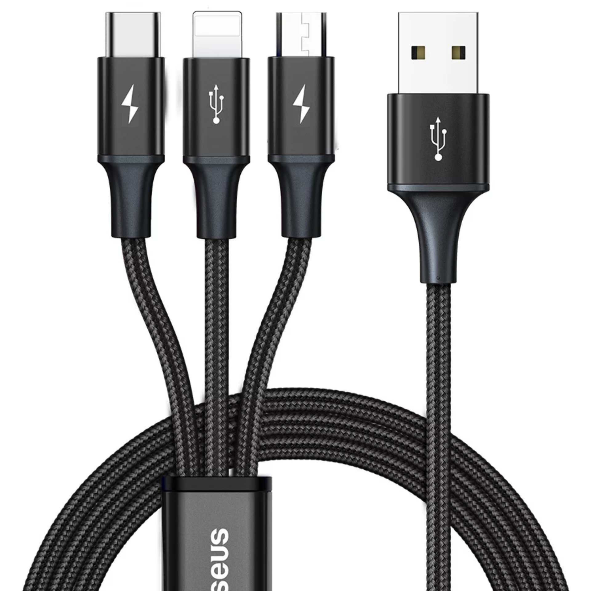 کابل تبدیل USB به لایتنینگ / MicroUSB / USB-C باسئوس مدل Rapid 3 In 1 طول 1.2 متر