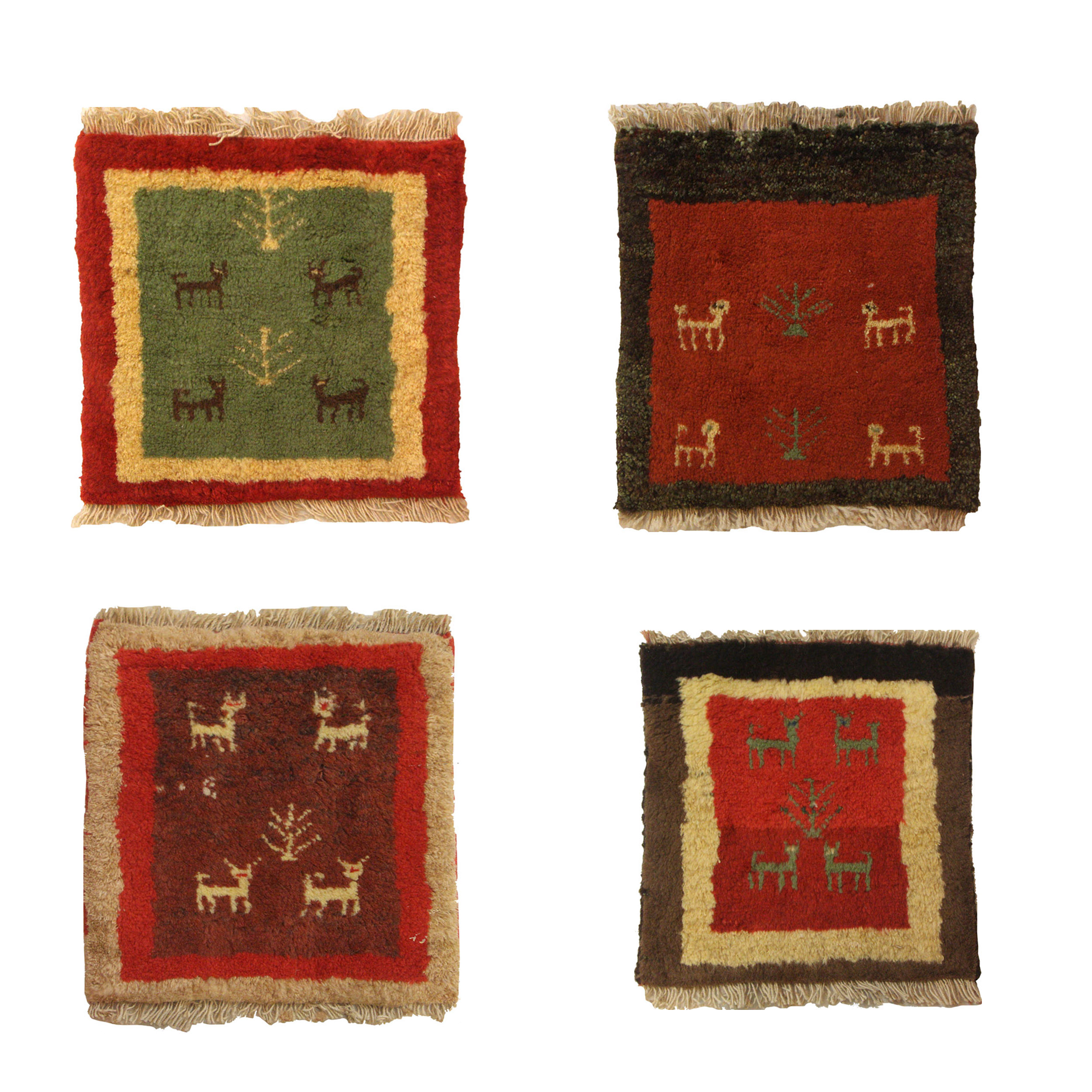 گبه دستباف فرش چمن رخ مدل ذهنی بافت کد CHR-261228365761 مجموعه 4 عددی