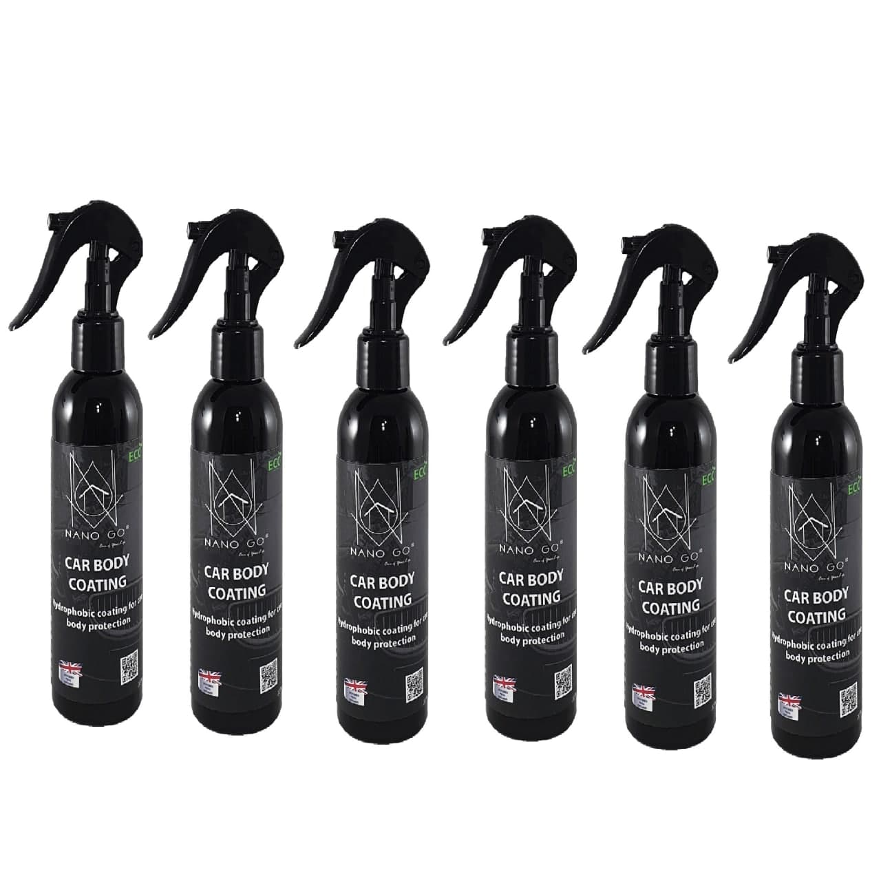 پوشش نانو سرامیک و آبگریز بدنه فوری خودرو نانو گو مدل CAR BODY COATING حجم 250 میلی لیتر بسته 6 عددی