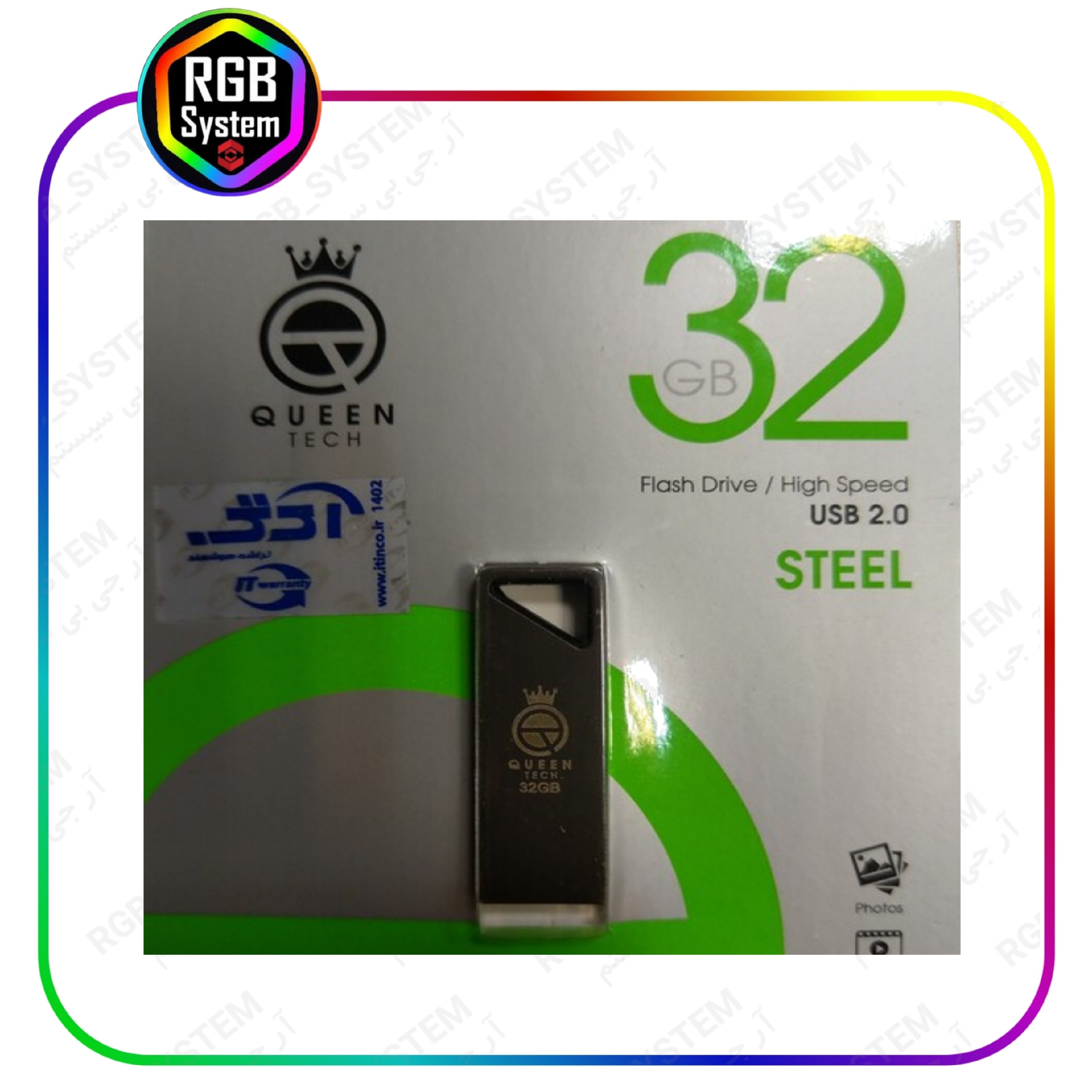 فلش مموری کوئین تک مدل steel ظرفیت 32 گیگابایت رنگ مشکی